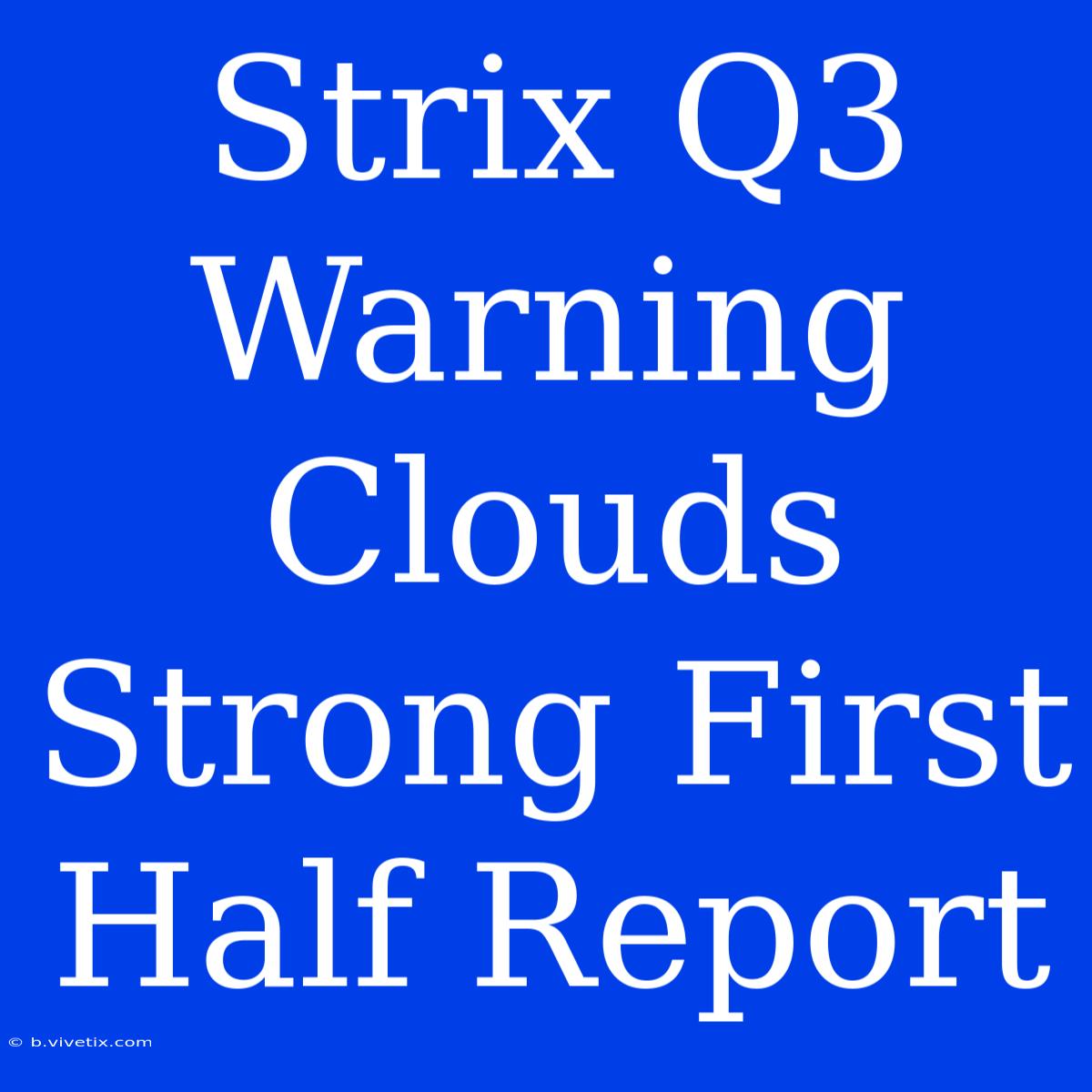 Strix Q3 Warning Clouds Strong First Half Report