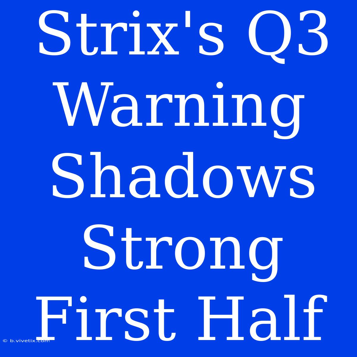 Strix's Q3 Warning Shadows Strong First Half