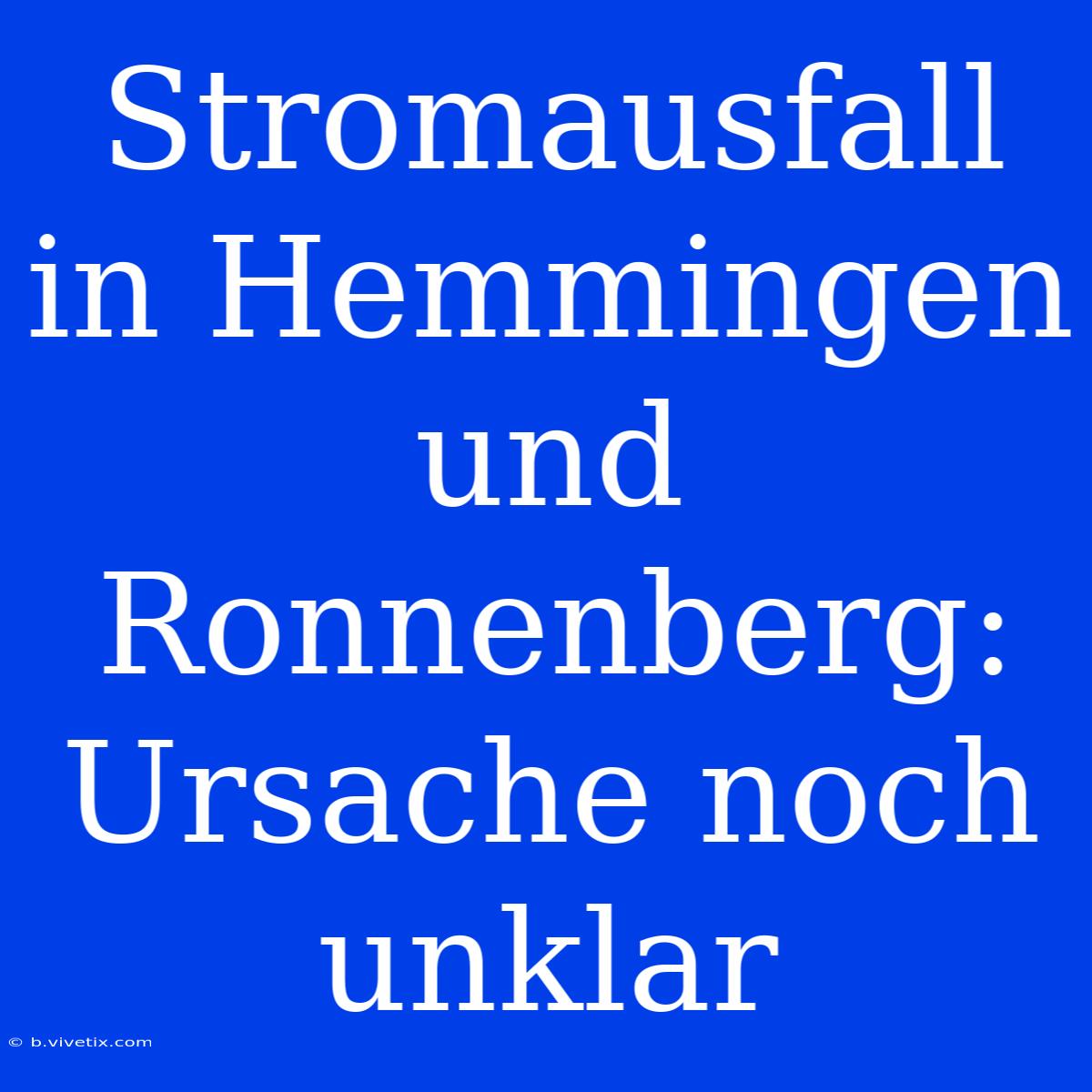 Stromausfall In Hemmingen Und Ronnenberg: Ursache Noch Unklar