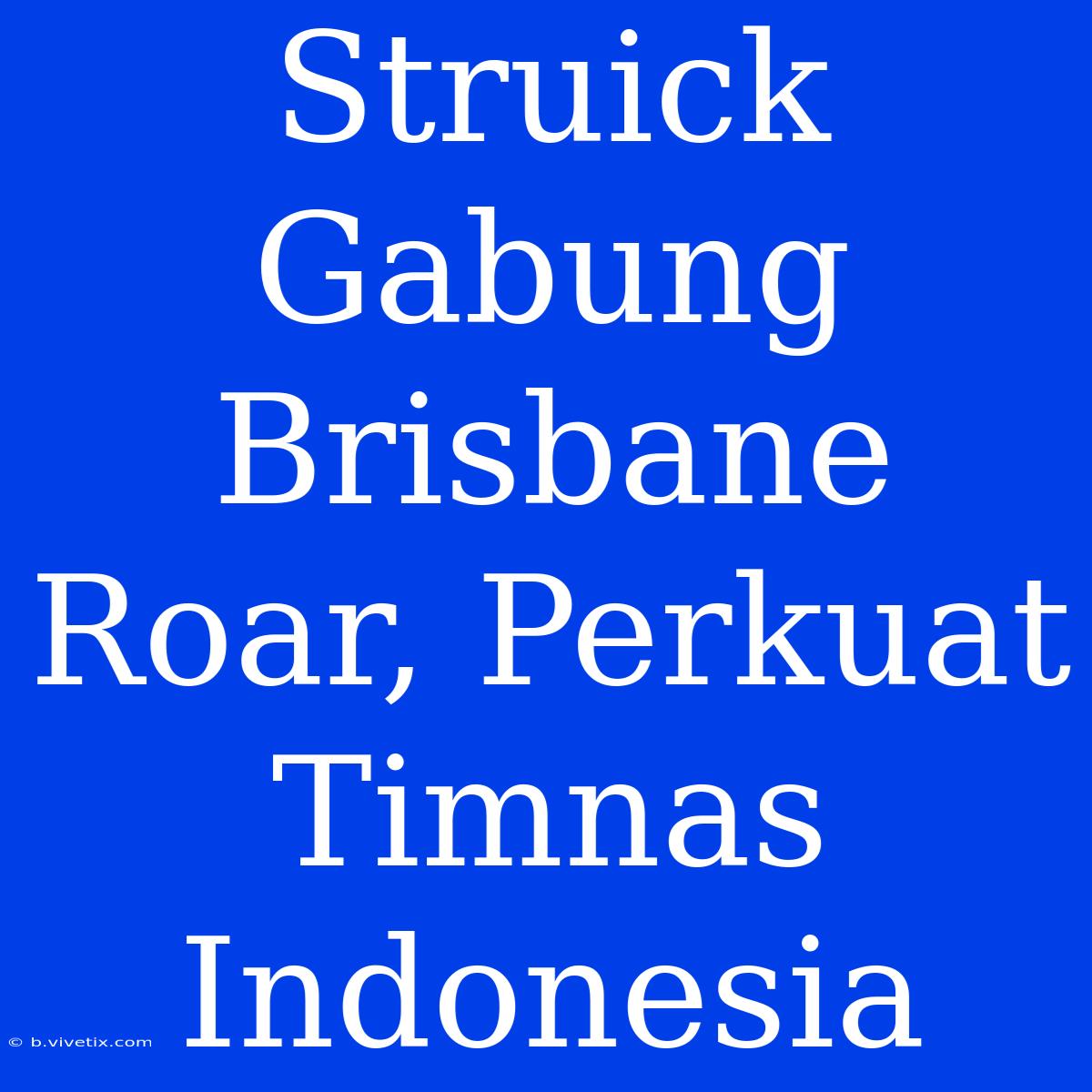 Struick Gabung Brisbane Roar, Perkuat Timnas Indonesia