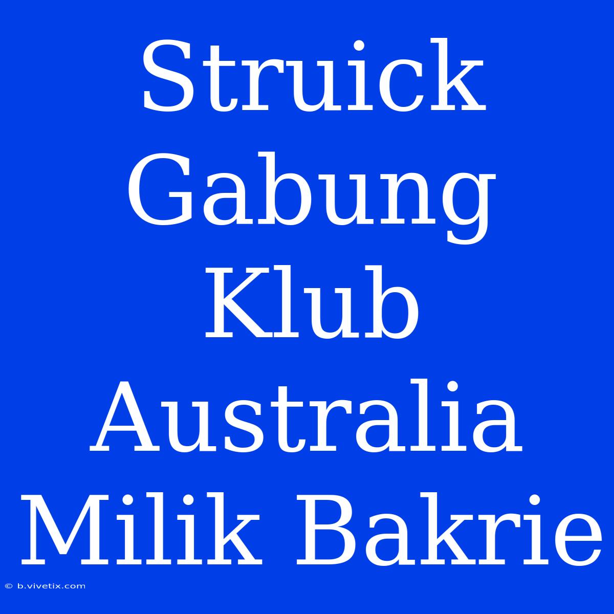 Struick Gabung Klub Australia Milik Bakrie