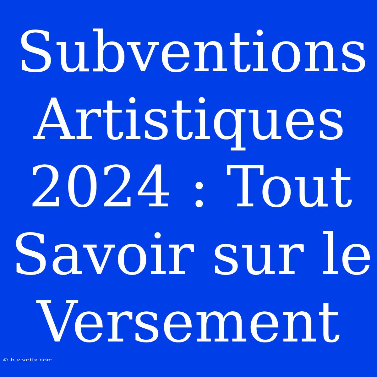 Subventions Artistiques 2024 : Tout Savoir Sur Le Versement