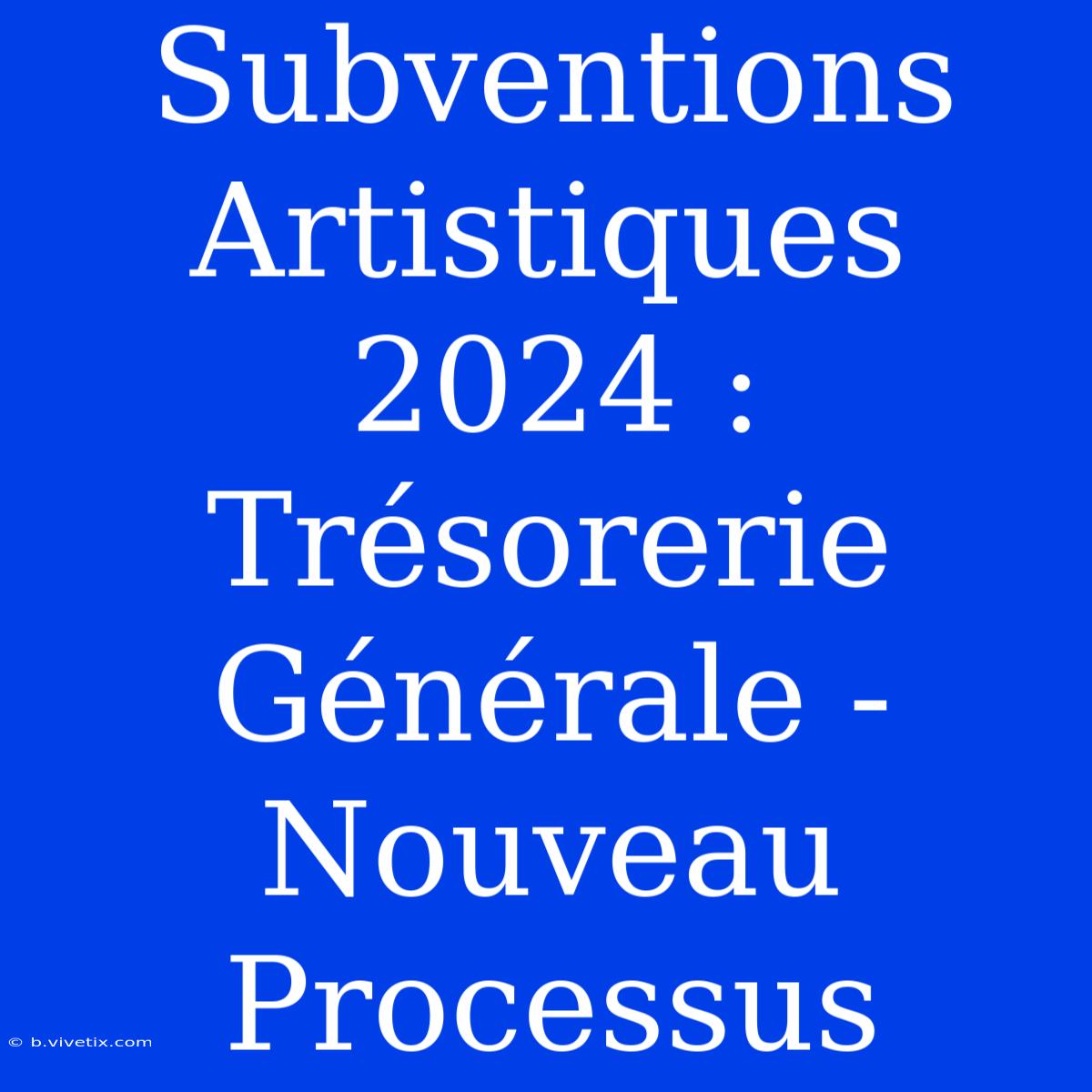 Subventions Artistiques 2024 : Trésorerie Générale - Nouveau Processus