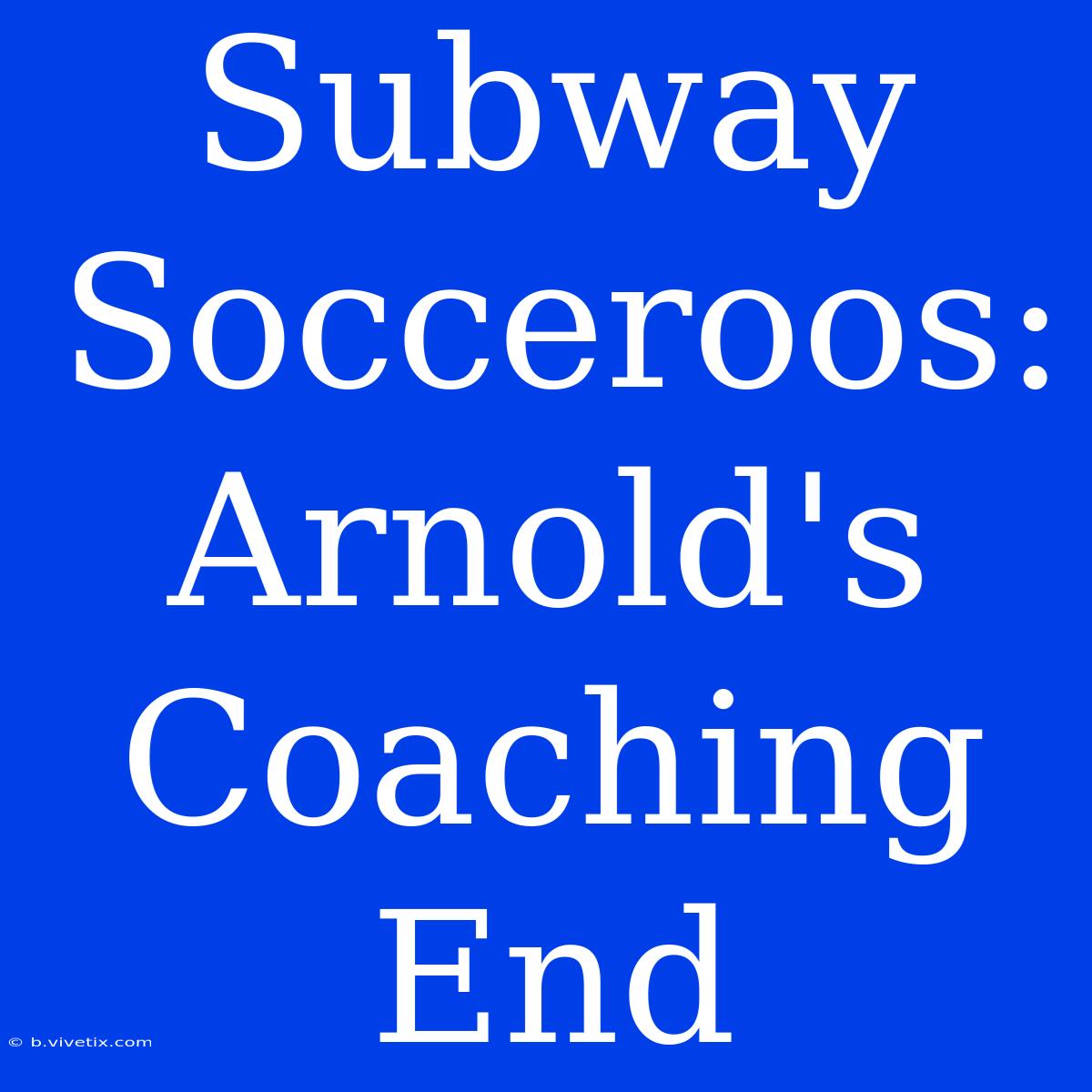 Subway Socceroos: Arnold's Coaching End