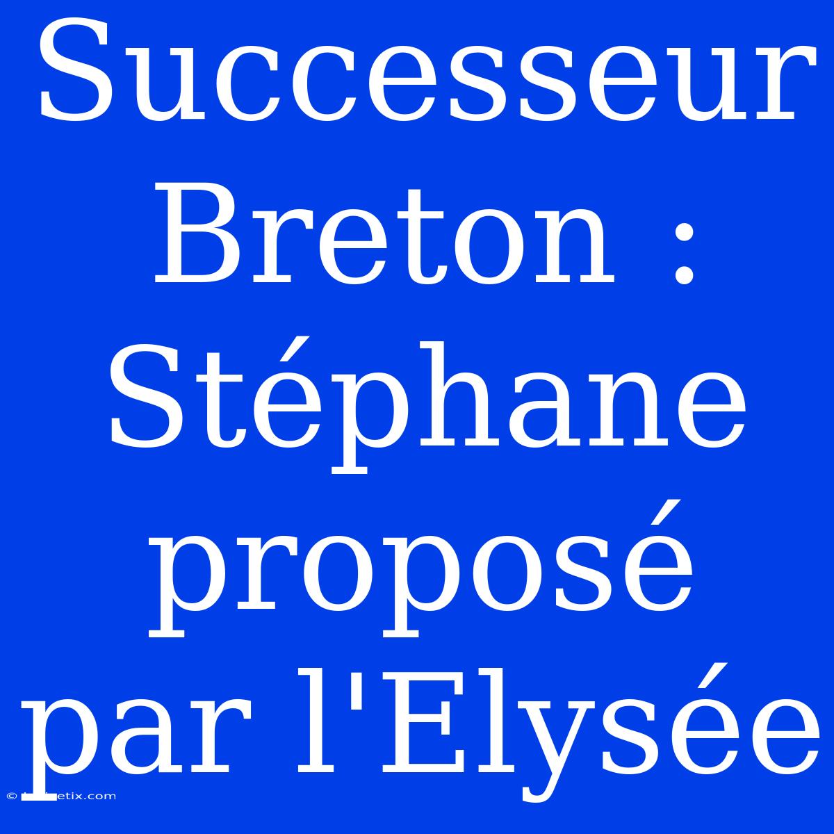 Successeur Breton : Stéphane Proposé Par L'Elysée