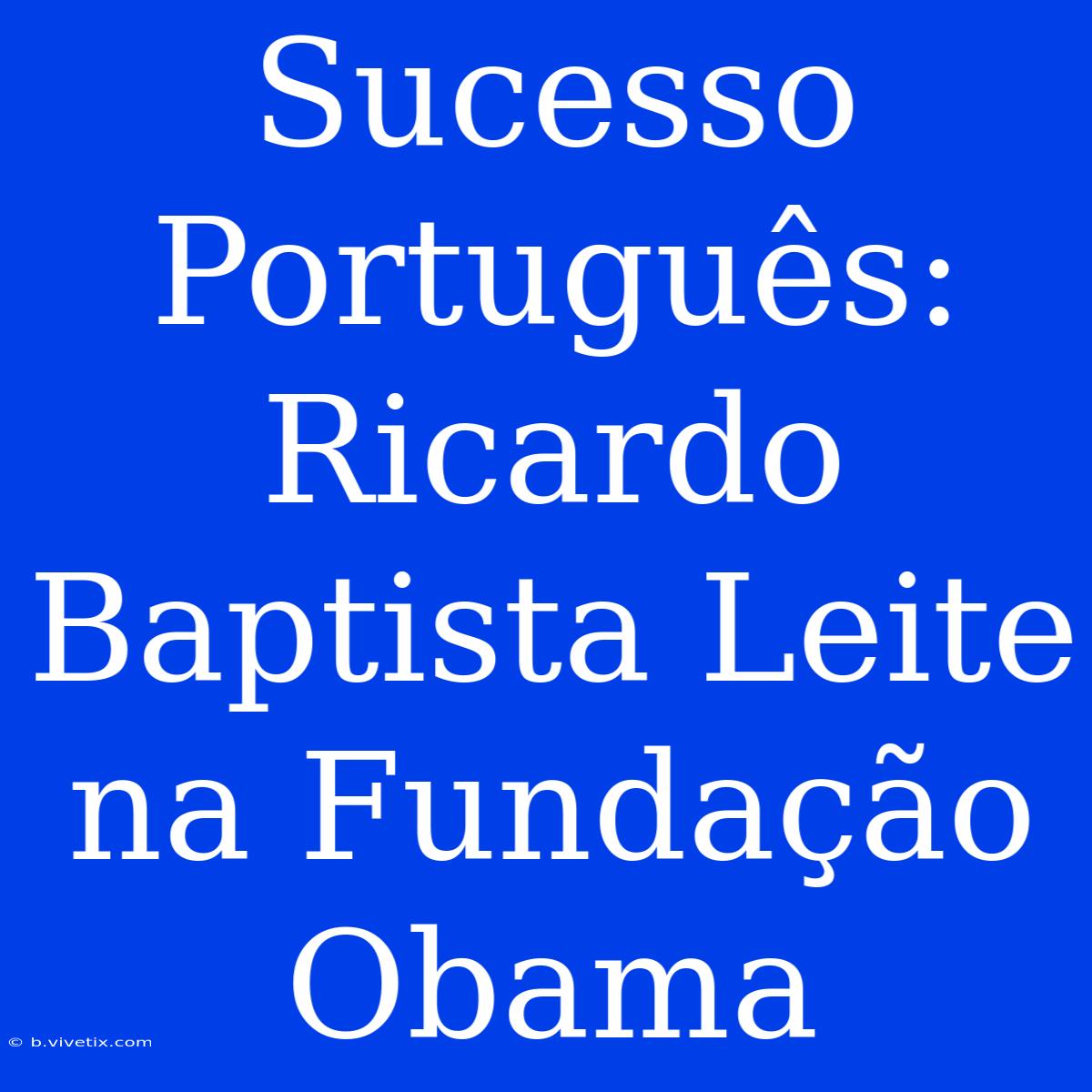 Sucesso Português: Ricardo Baptista Leite Na Fundação Obama