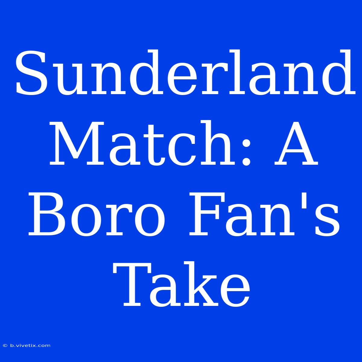 Sunderland Match: A Boro Fan's Take