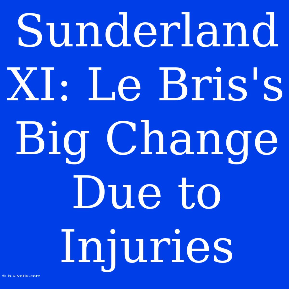 Sunderland XI: Le Bris's Big Change Due To Injuries