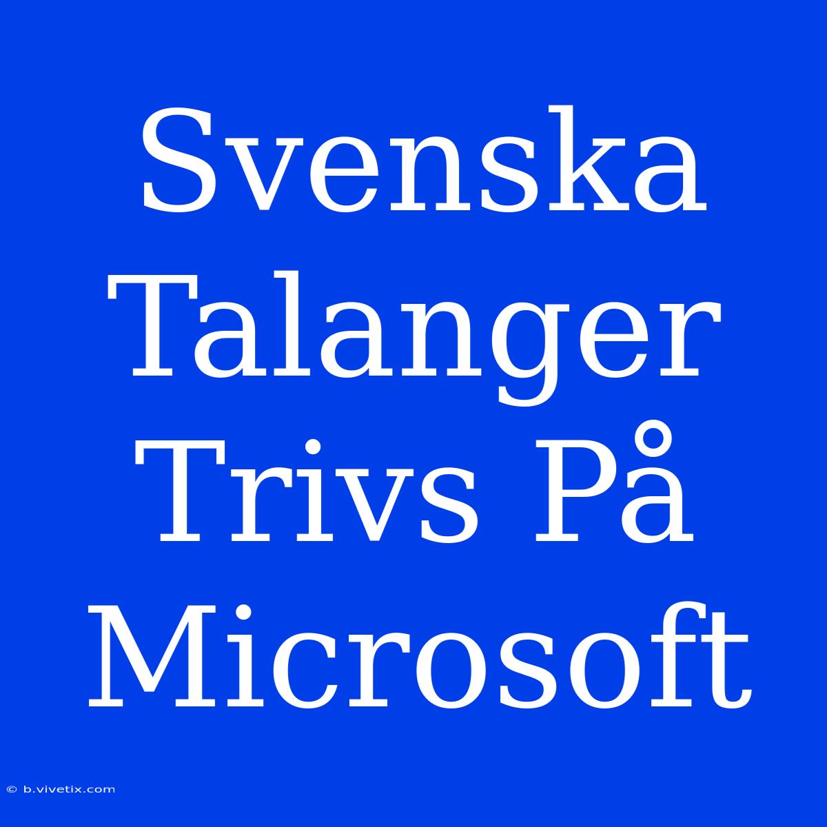 Svenska Talanger Trivs På Microsoft