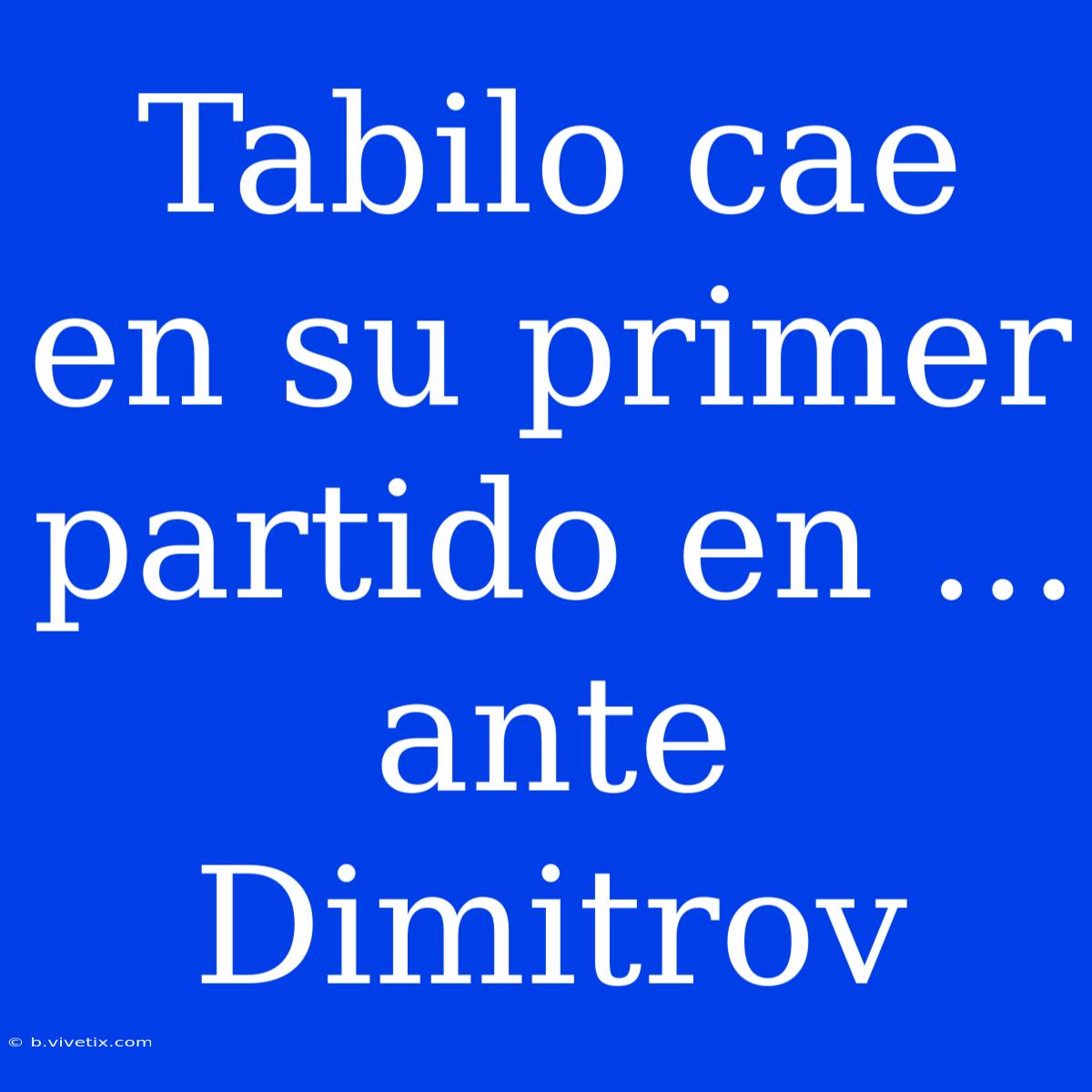 Tabilo Cae En Su Primer Partido En ... Ante Dimitrov