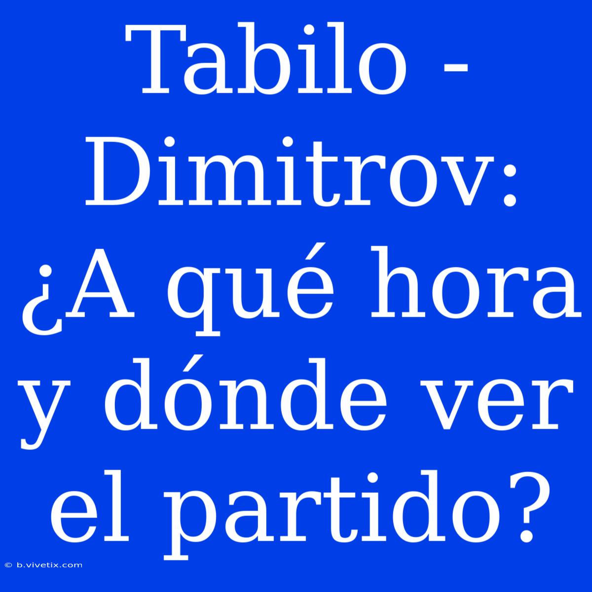 Tabilo - Dimitrov: ¿A Qué Hora Y Dónde Ver El Partido? 