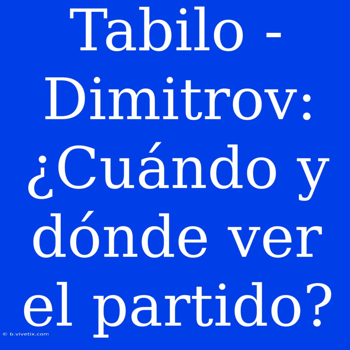 Tabilo - Dimitrov: ¿Cuándo Y Dónde Ver El Partido?