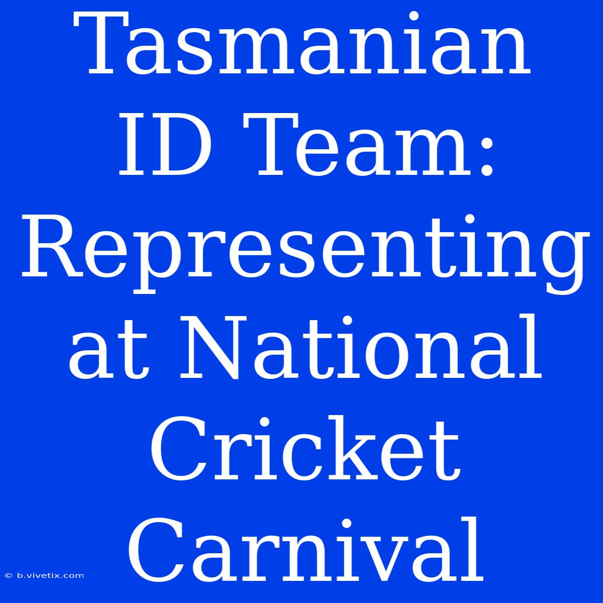 Tasmanian ID Team: Representing At National Cricket Carnival