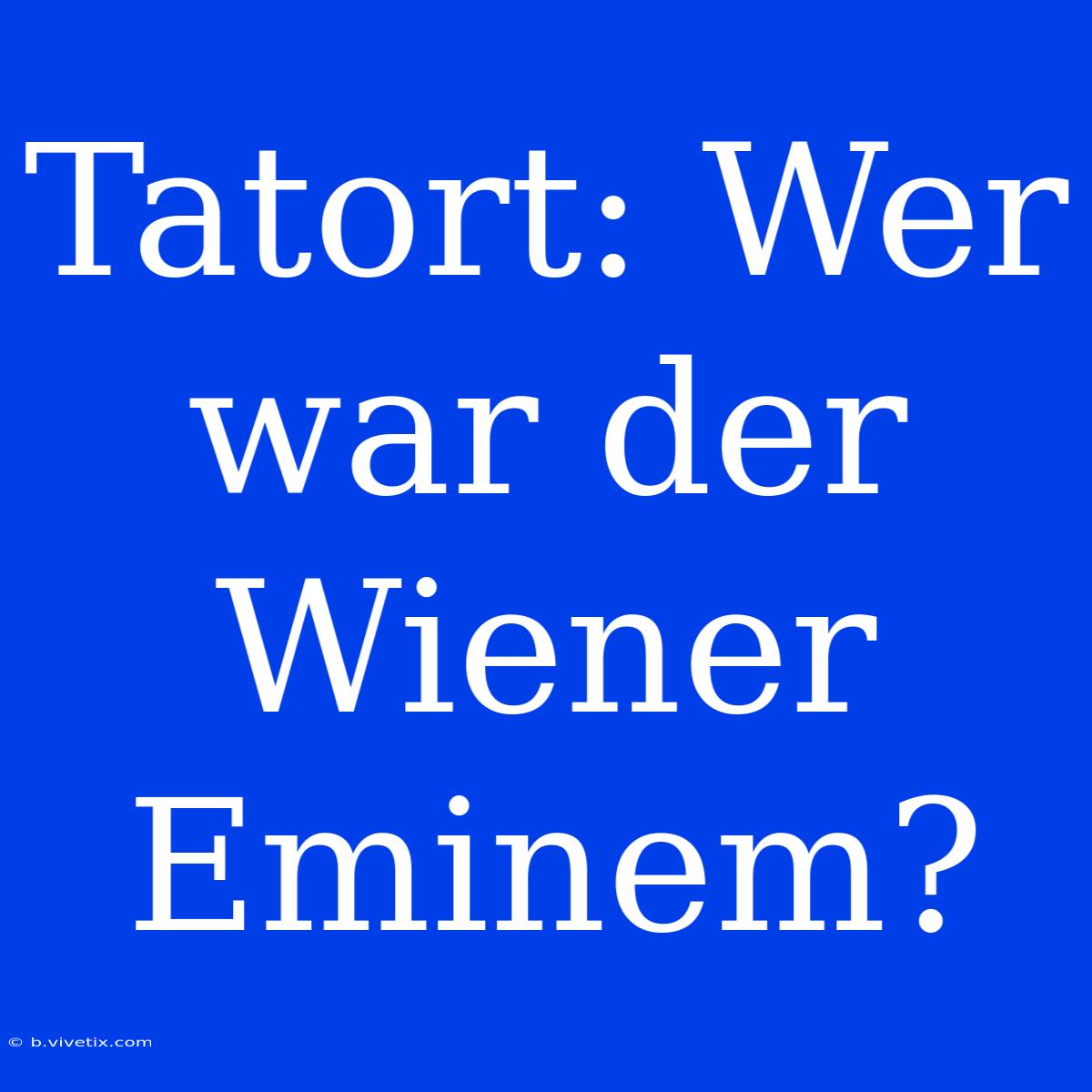 Tatort: Wer War Der Wiener Eminem?