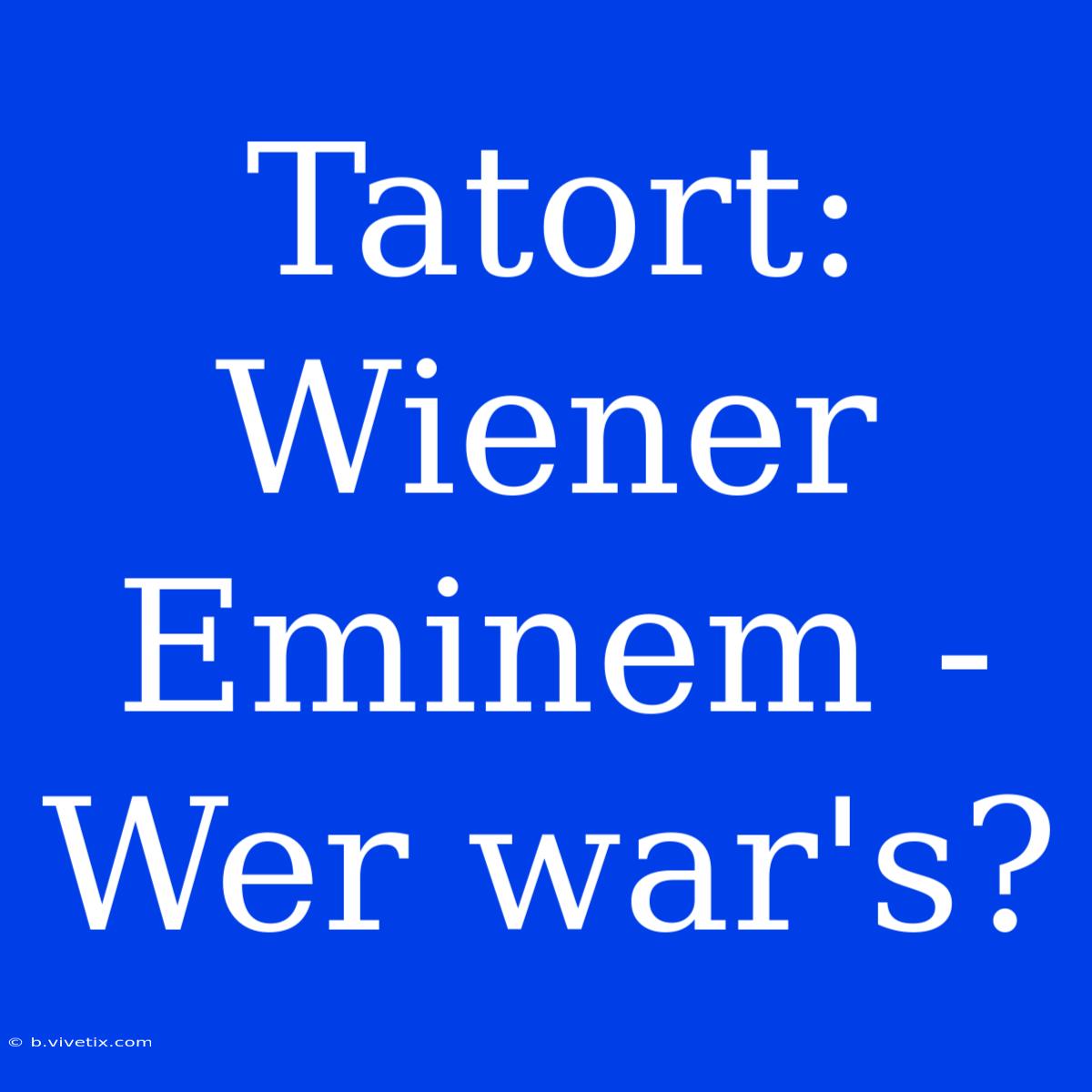 Tatort: Wiener Eminem - Wer War's?