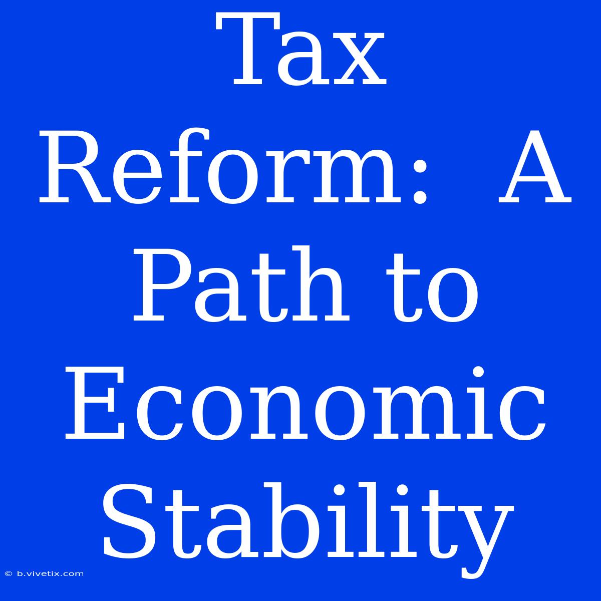 Tax Reform:  A Path To Economic Stability 