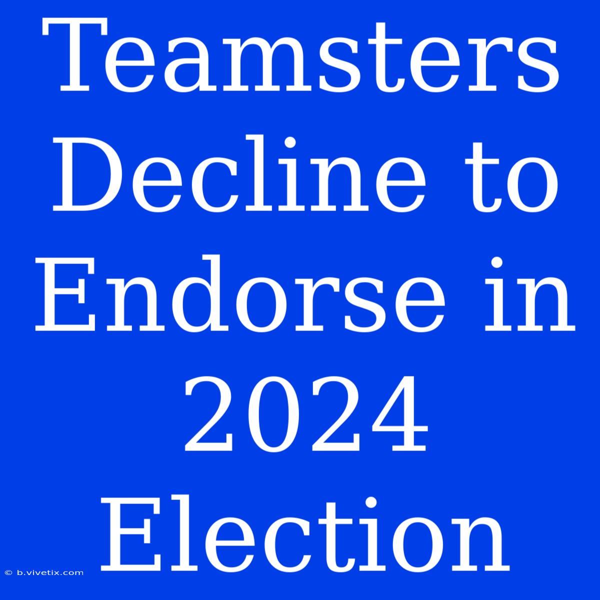 Teamsters Decline To Endorse In 2024 Election