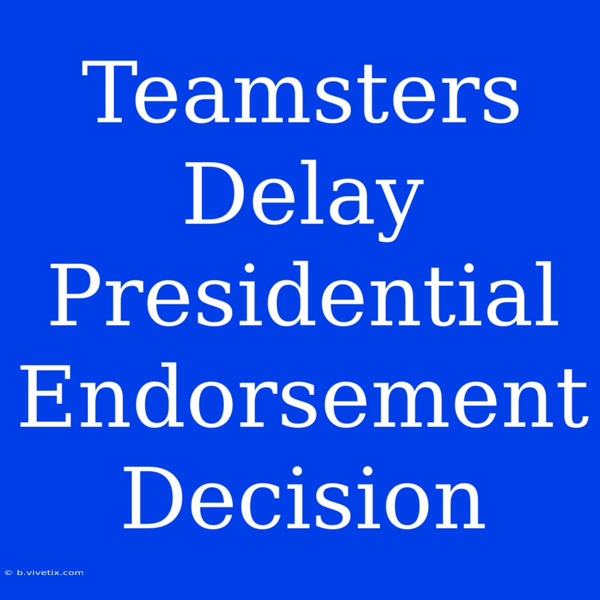 Teamsters Delay Presidential Endorsement Decision