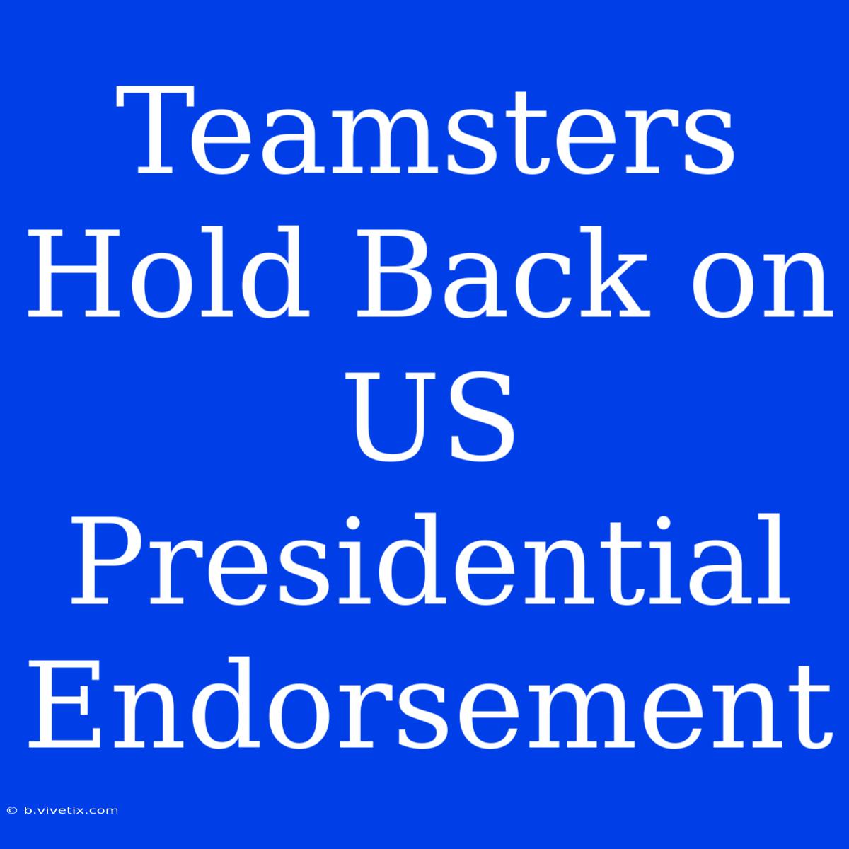 Teamsters Hold Back On US Presidential Endorsement