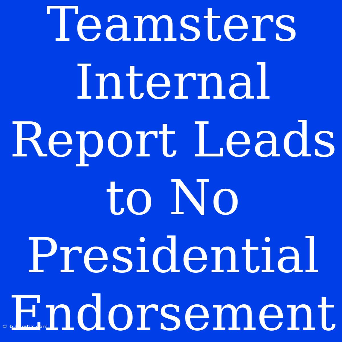 Teamsters Internal Report Leads To No Presidential Endorsement