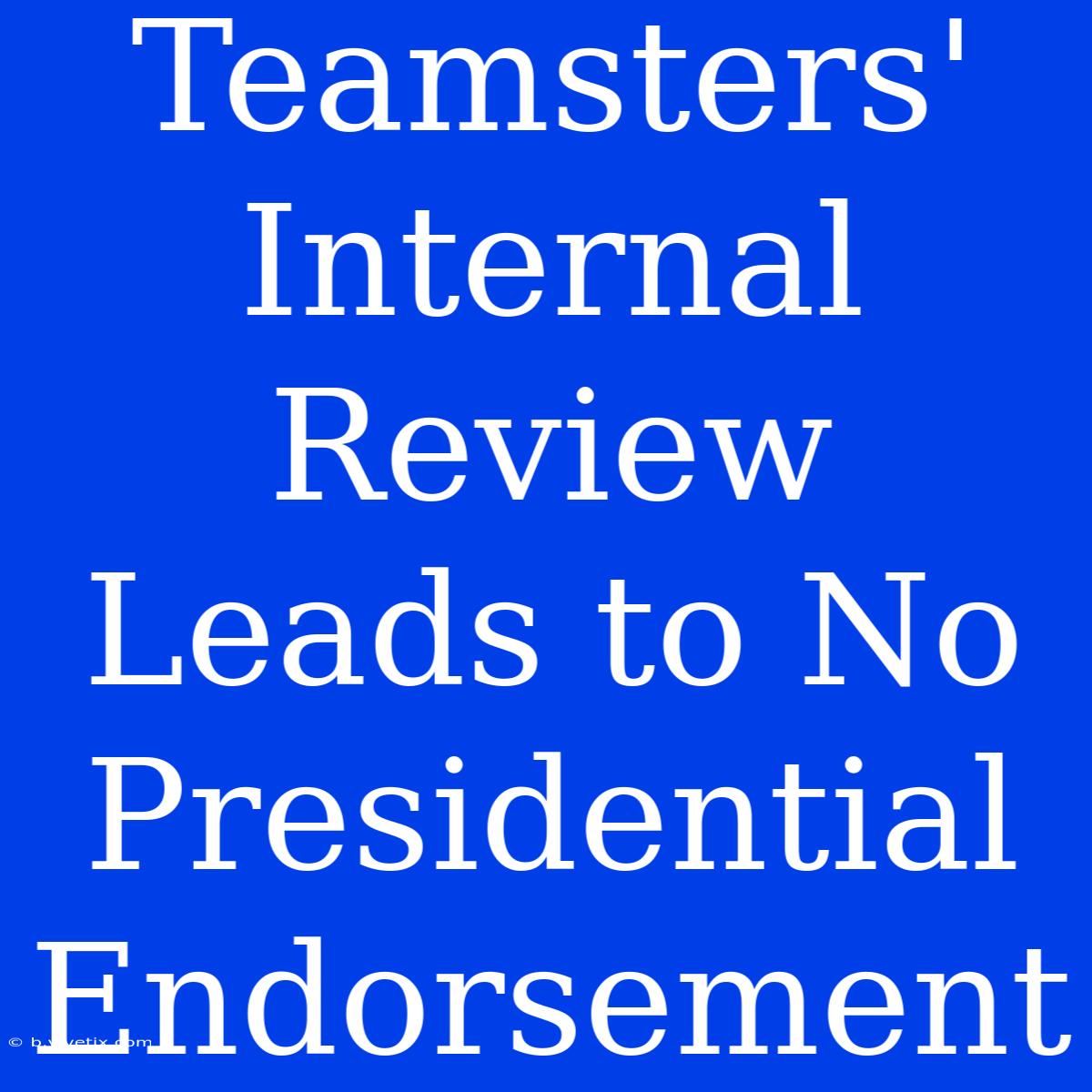 Teamsters' Internal Review Leads To No Presidential Endorsement