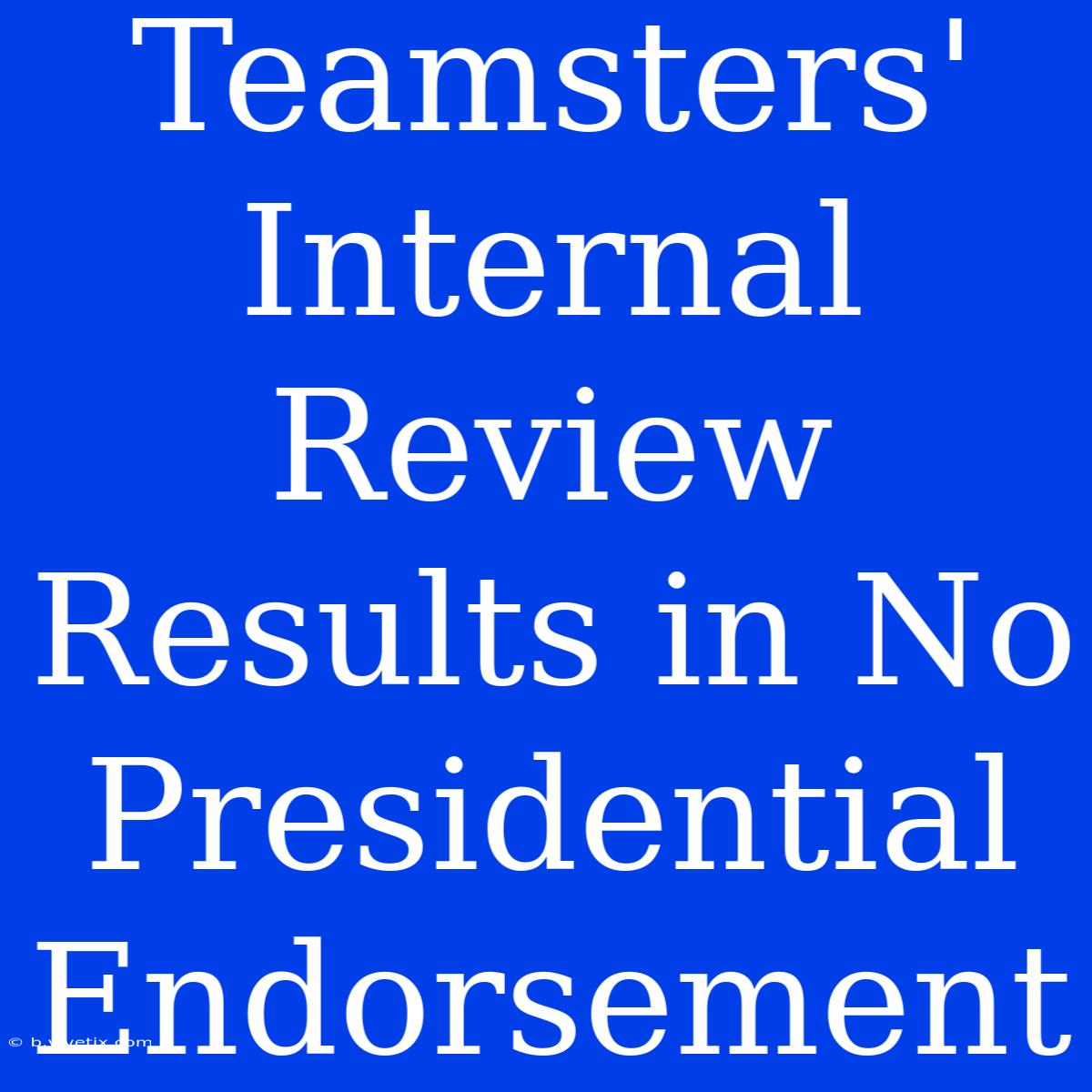 Teamsters' Internal Review Results In No Presidential Endorsement