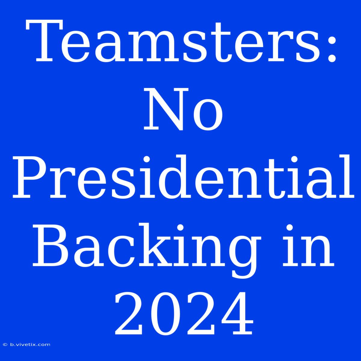 Teamsters: No Presidential Backing In 2024