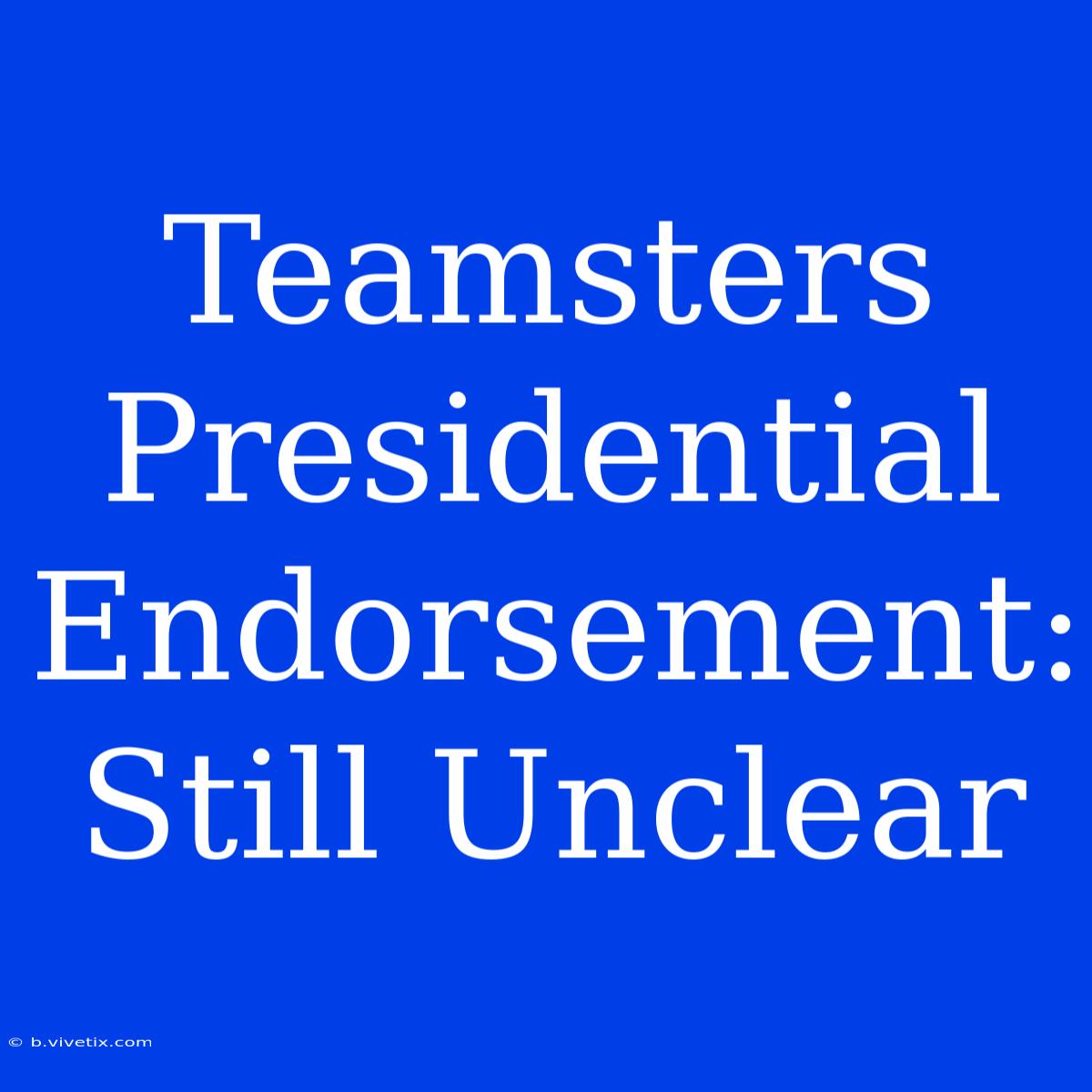 Teamsters Presidential Endorsement: Still Unclear