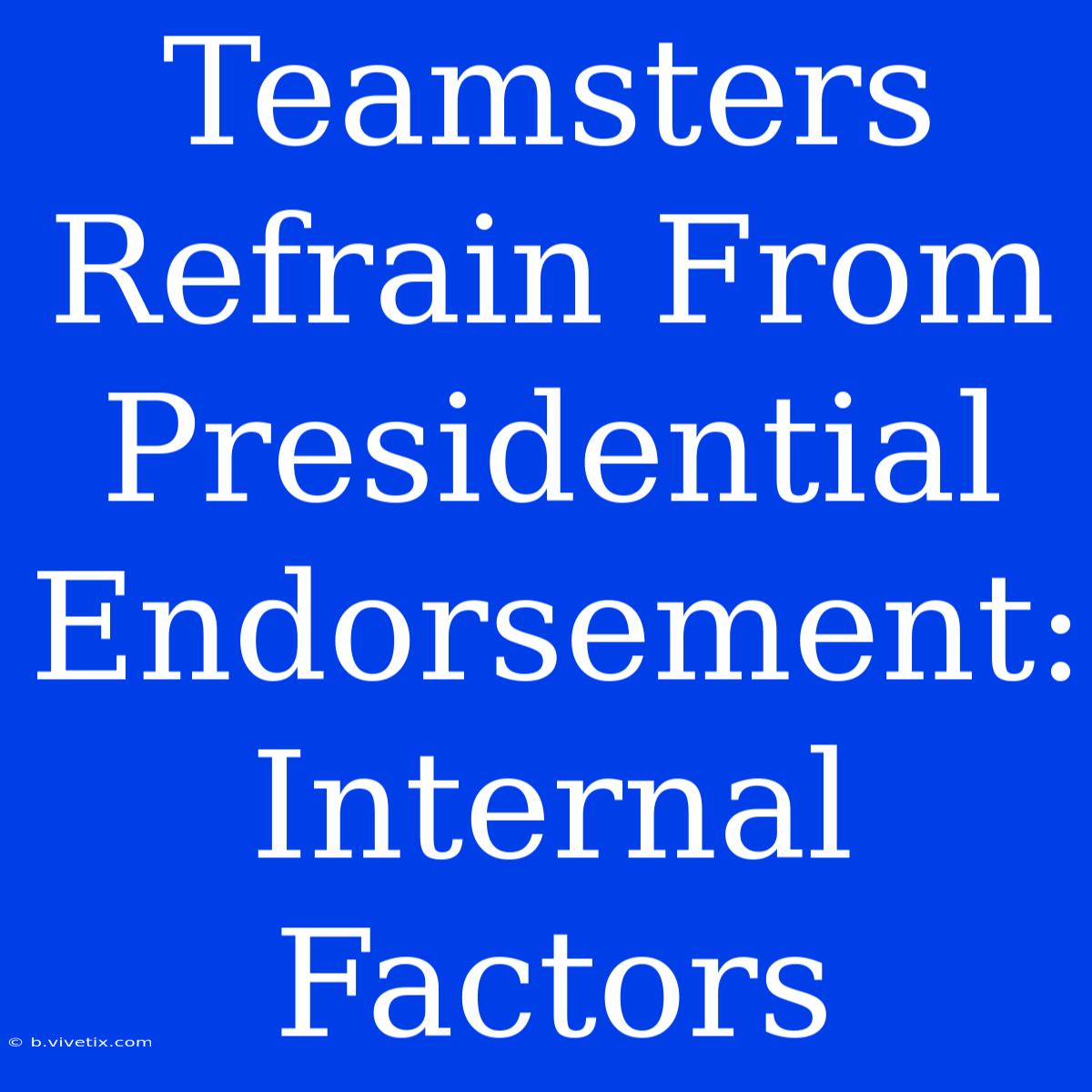 Teamsters Refrain From Presidential Endorsement: Internal Factors