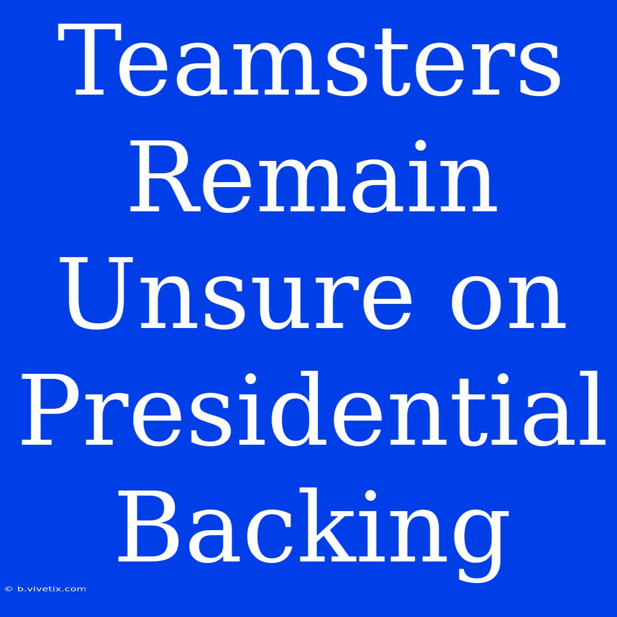 Teamsters Remain Unsure On Presidential Backing