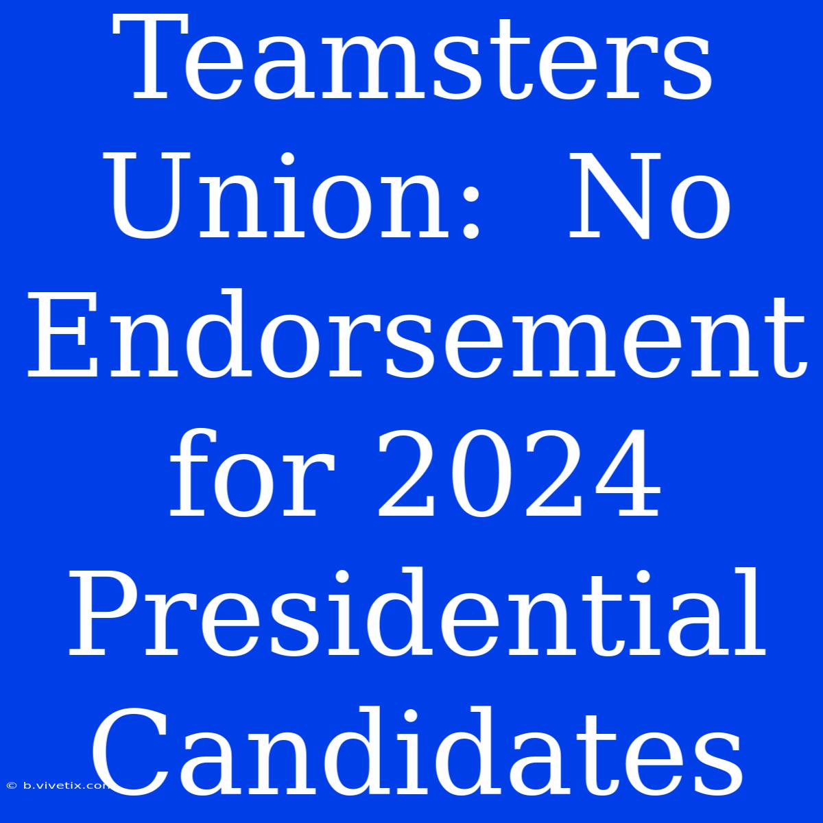 Teamsters Union:  No Endorsement For 2024 Presidential Candidates