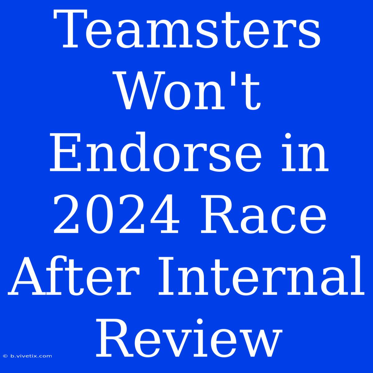 Teamsters Won't Endorse In 2024 Race After Internal Review