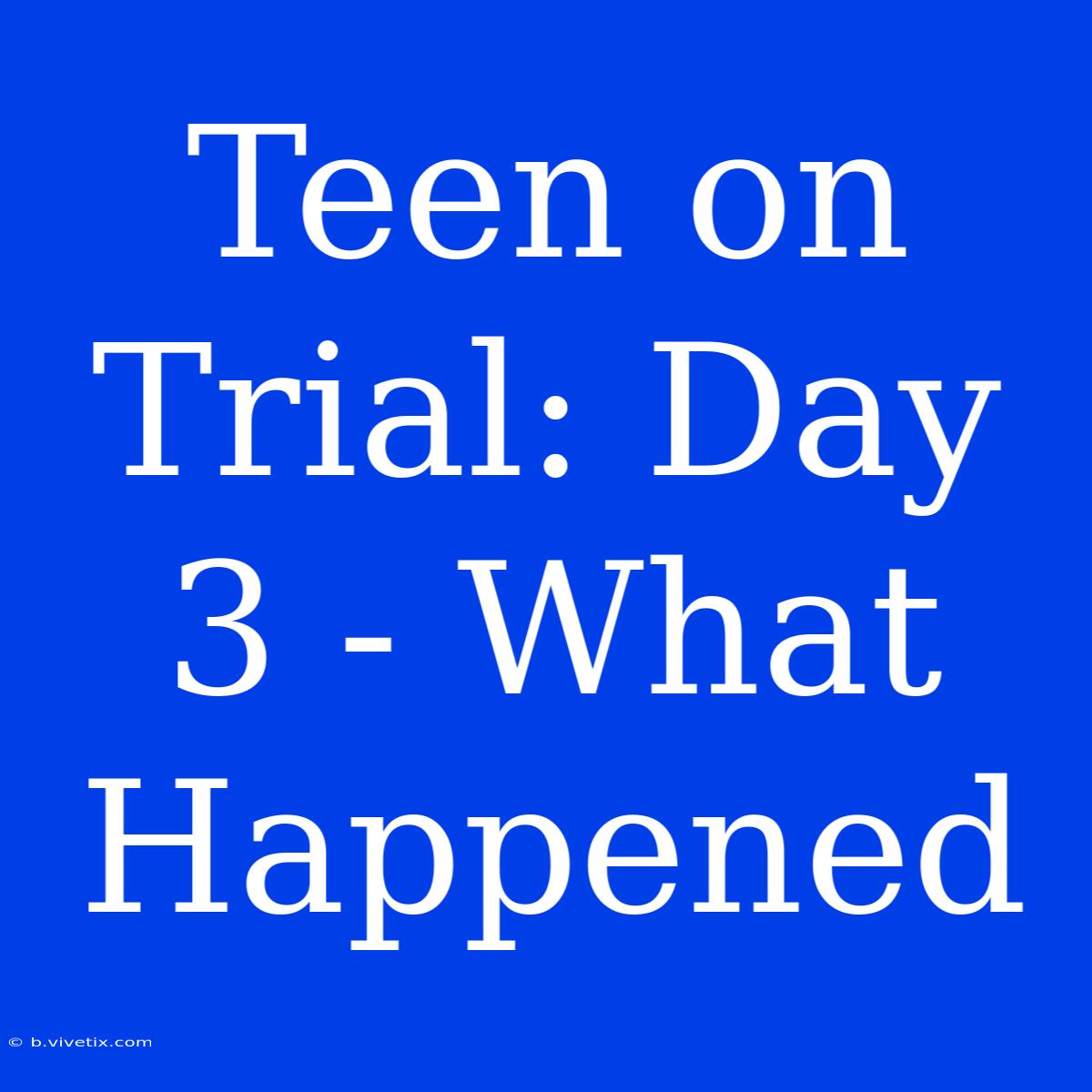 Teen On Trial: Day 3 - What Happened 