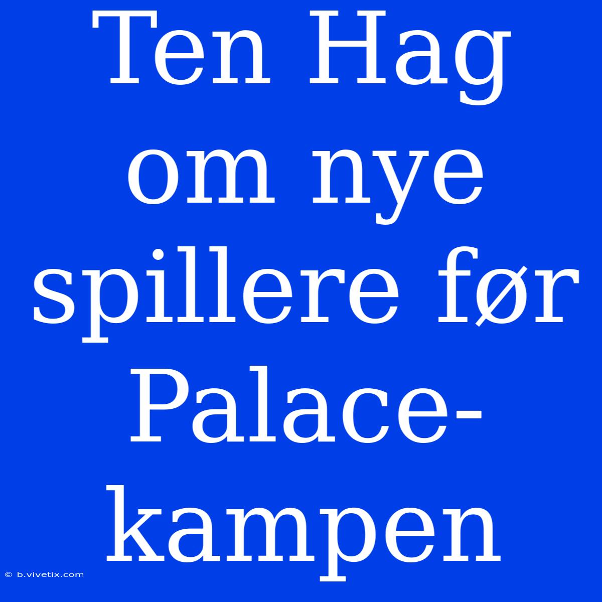 Ten Hag Om Nye Spillere Før Palace-kampen