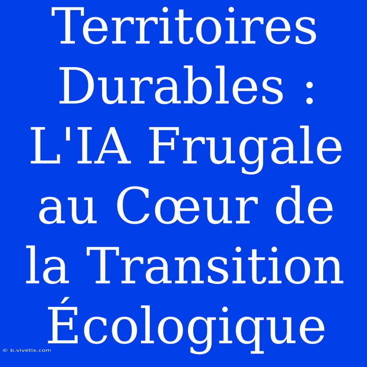 Territoires Durables : L'IA Frugale Au Cœur De La Transition Écologique