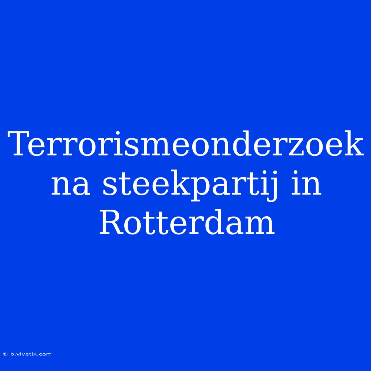 Terrorismeonderzoek Na Steekpartij In Rotterdam