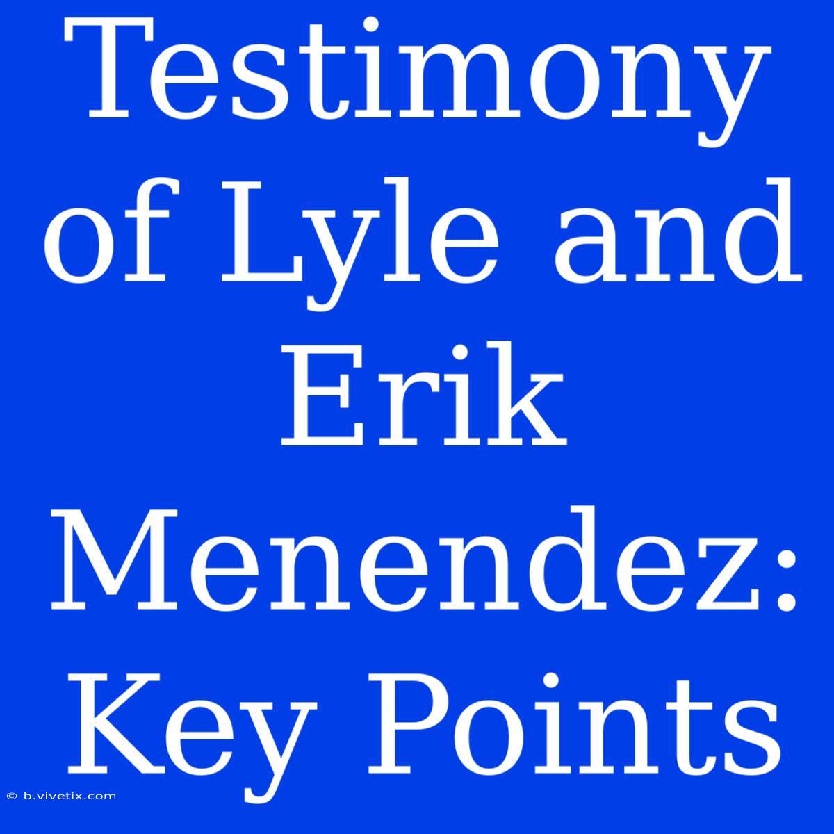 Testimony Of Lyle And Erik Menendez: Key Points