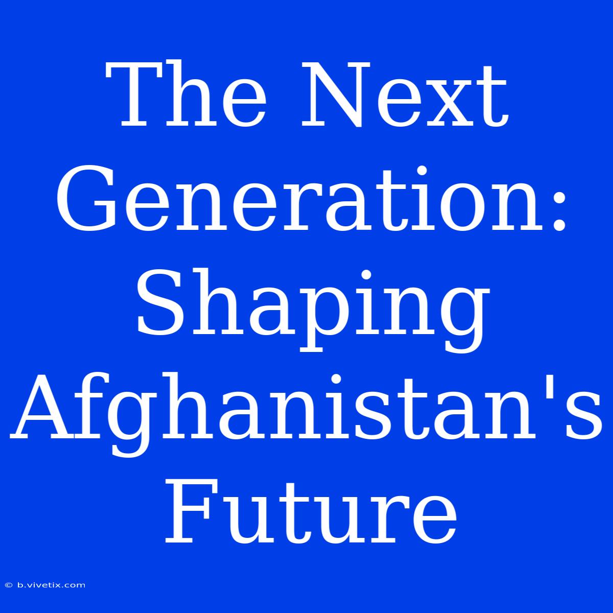 The Next Generation: Shaping Afghanistan's Future 