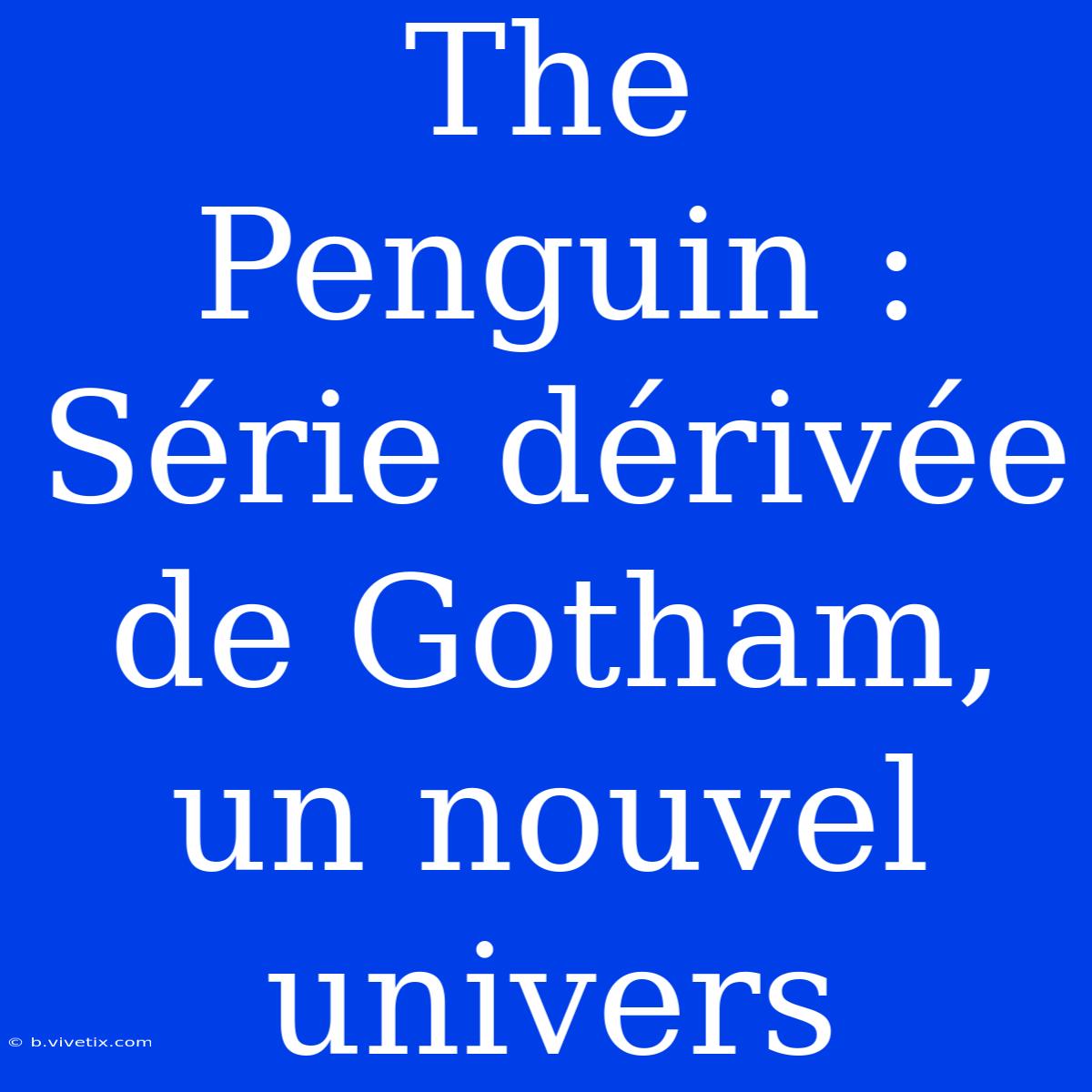 The Penguin : Série Dérivée De Gotham, Un Nouvel Univers 