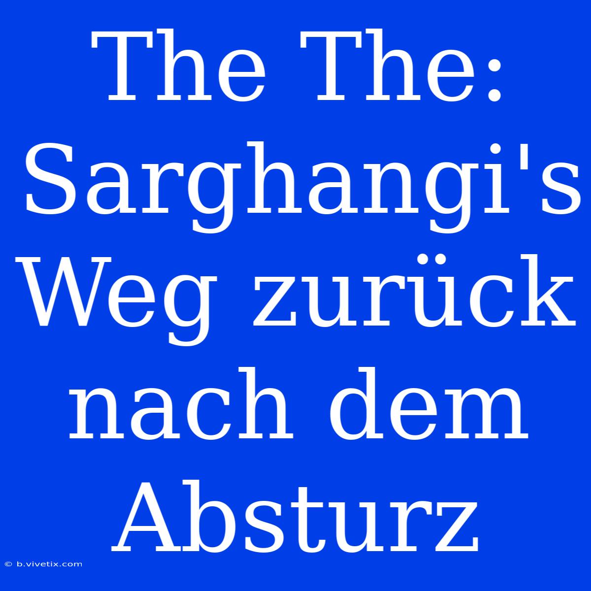 The The: Sarghangi's Weg Zurück Nach Dem Absturz