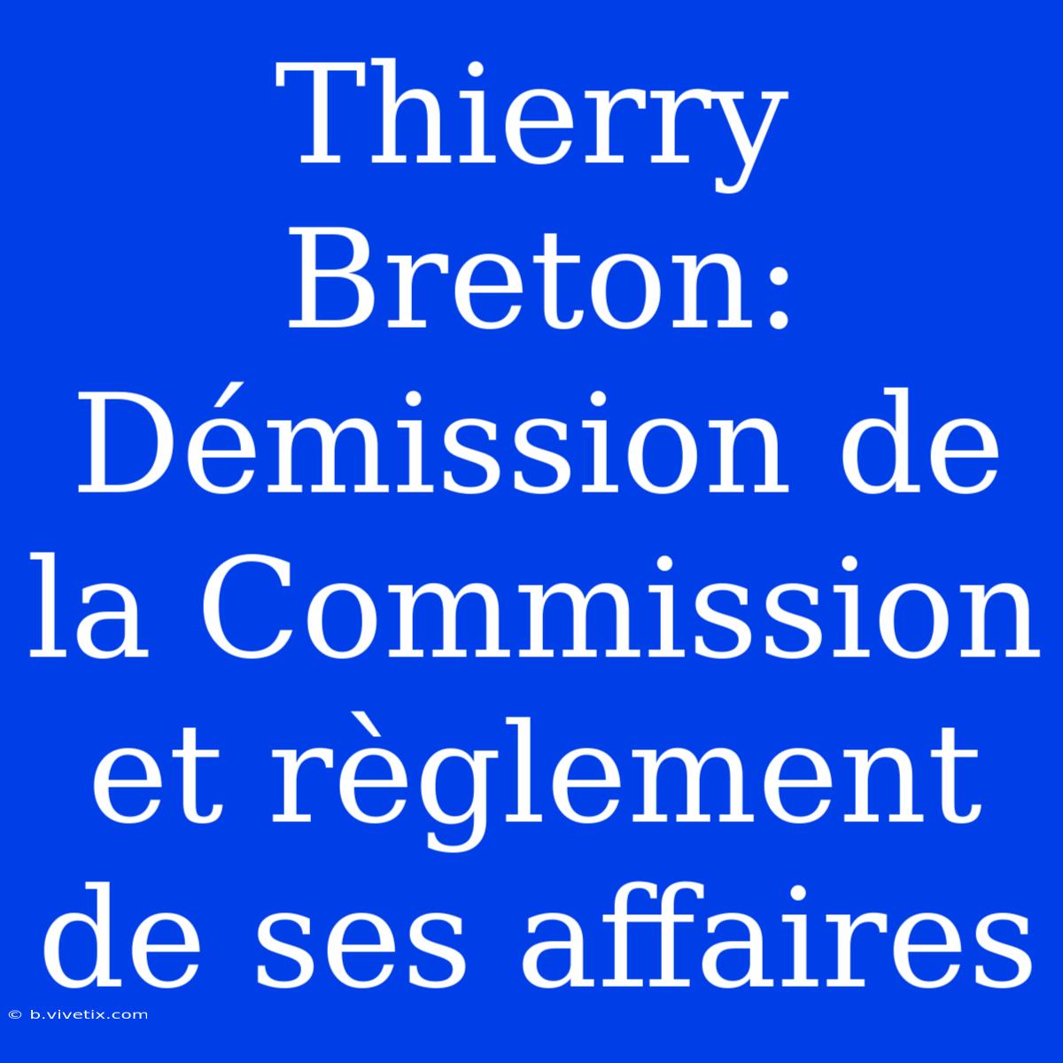 Thierry Breton: Démission De La Commission Et Règlement De Ses Affaires