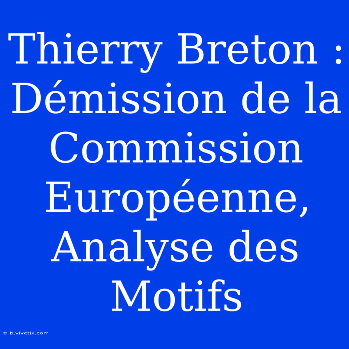 Thierry Breton : Démission De La Commission Européenne, Analyse Des Motifs