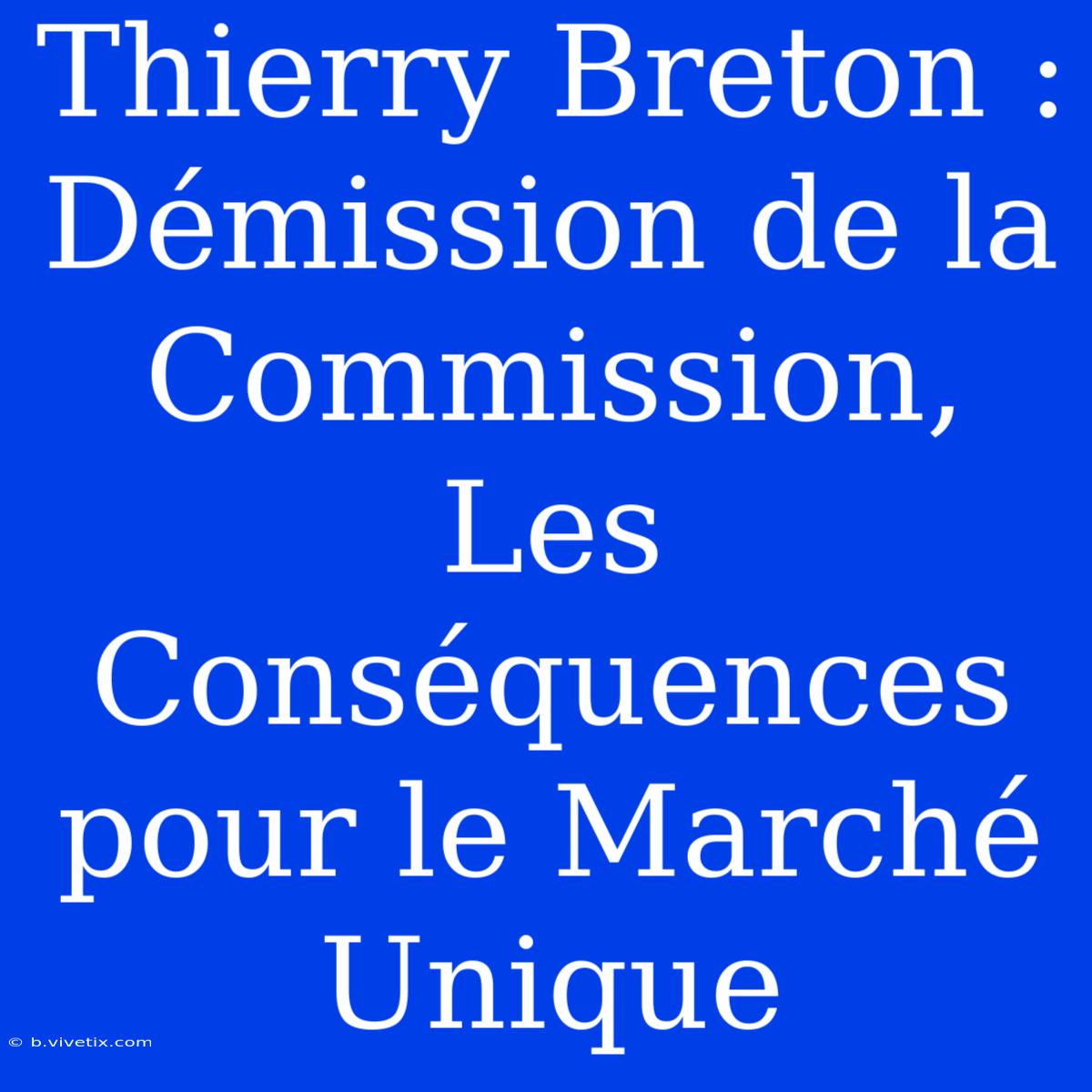 Thierry Breton : Démission De La Commission, Les Conséquences Pour Le Marché Unique