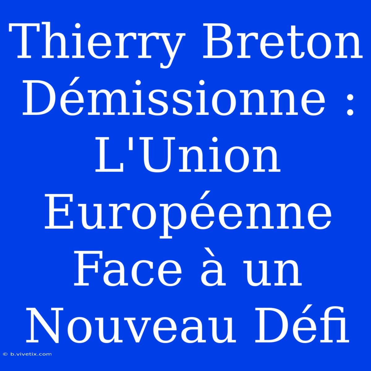 Thierry Breton Démissionne : L'Union Européenne Face À Un Nouveau Défi