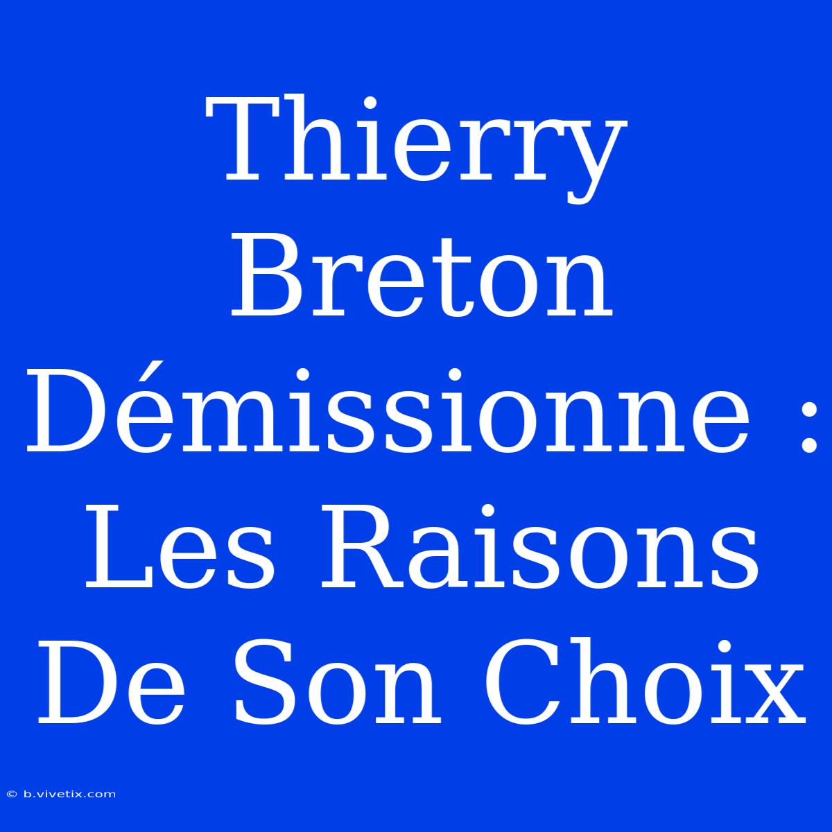 Thierry Breton Démissionne : Les Raisons De Son Choix