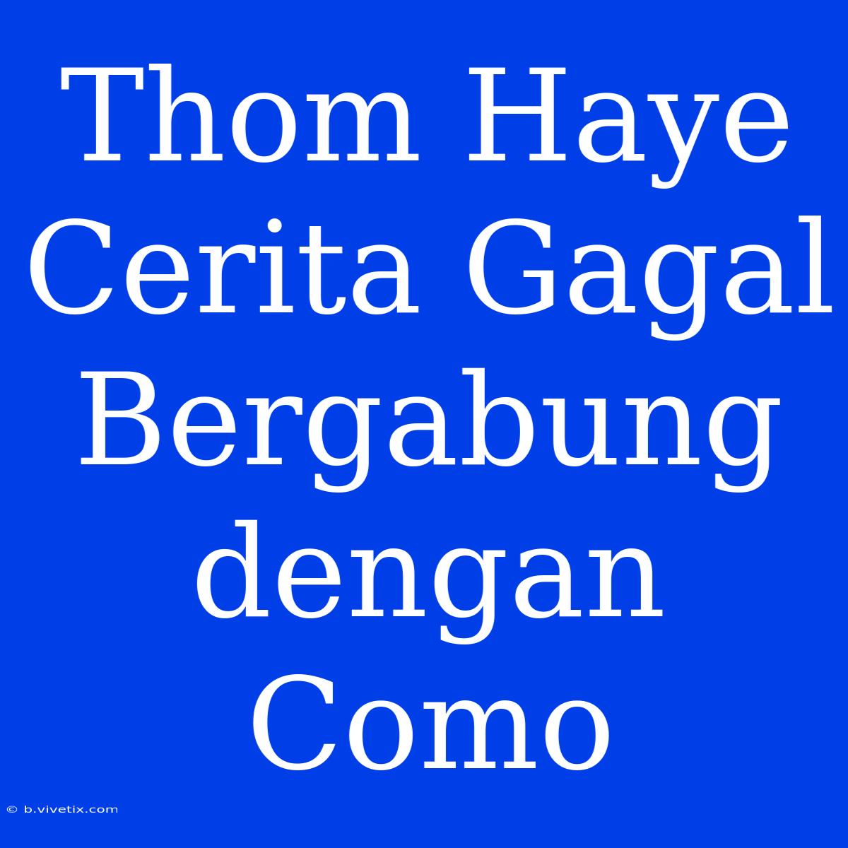 Thom Haye Cerita Gagal Bergabung Dengan Como