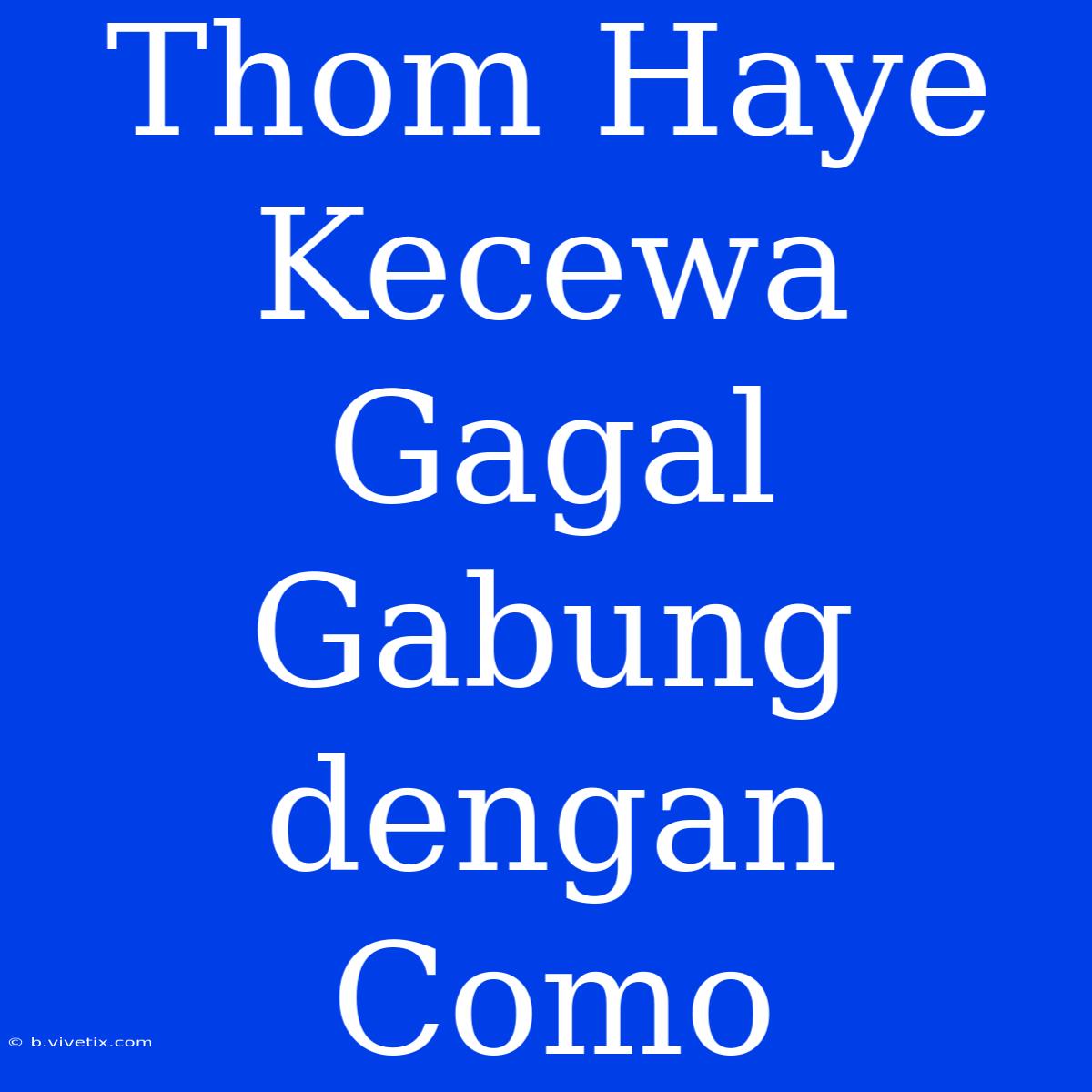 Thom Haye Kecewa Gagal Gabung Dengan Como