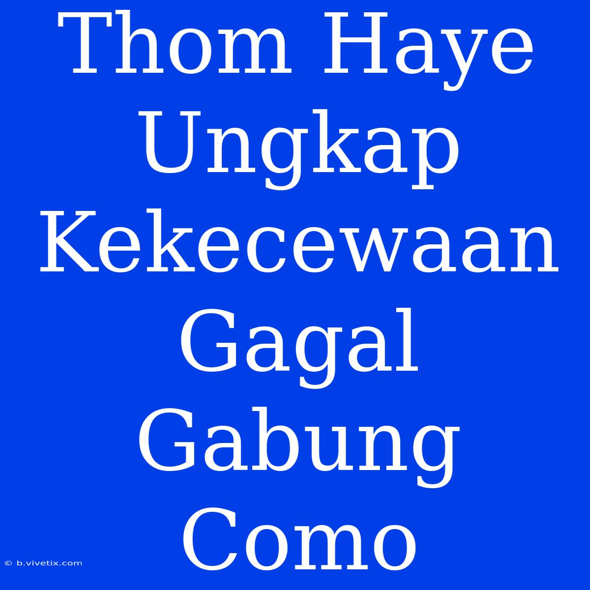 Thom Haye Ungkap Kekecewaan Gagal Gabung Como 