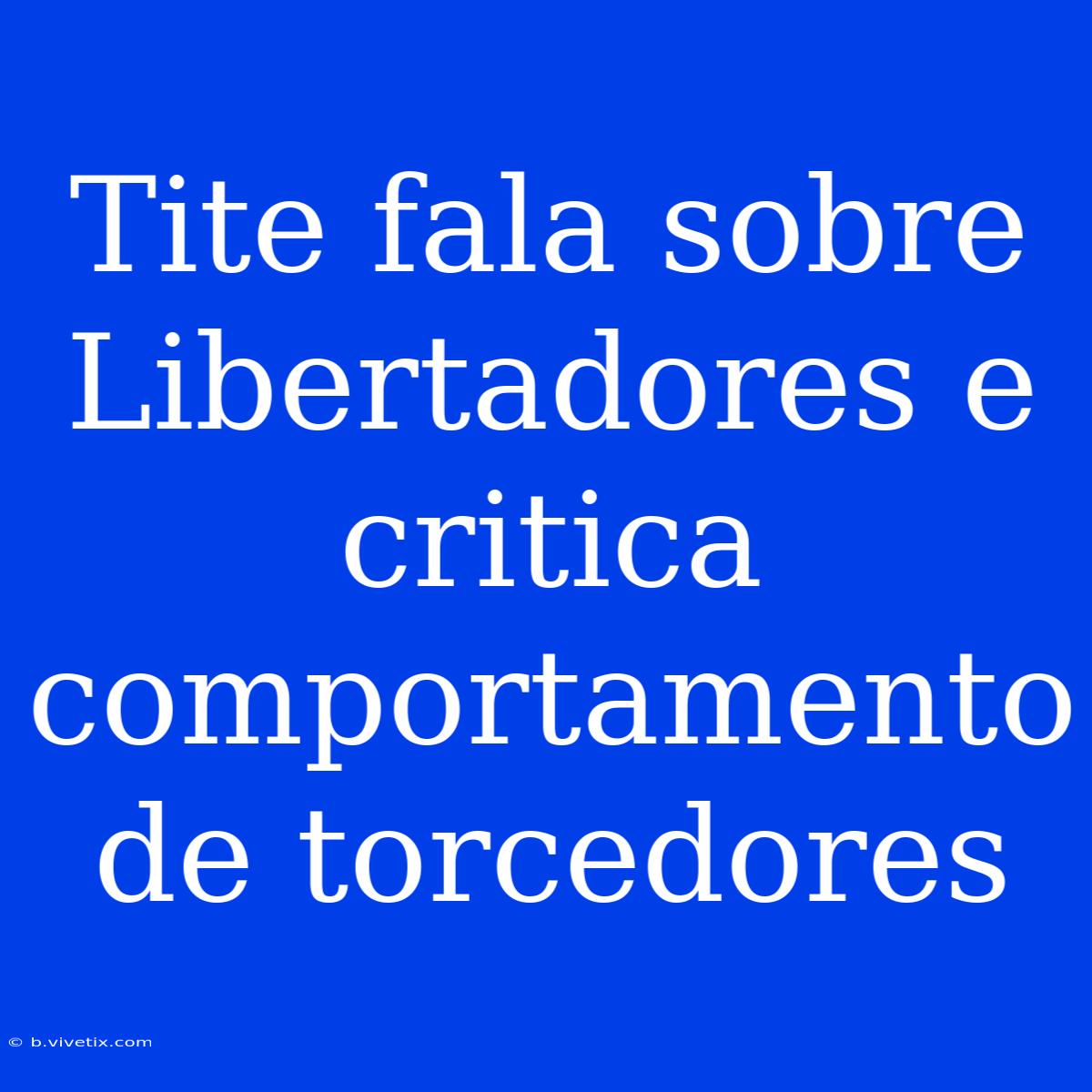 Tite Fala Sobre Libertadores E Critica Comportamento De Torcedores