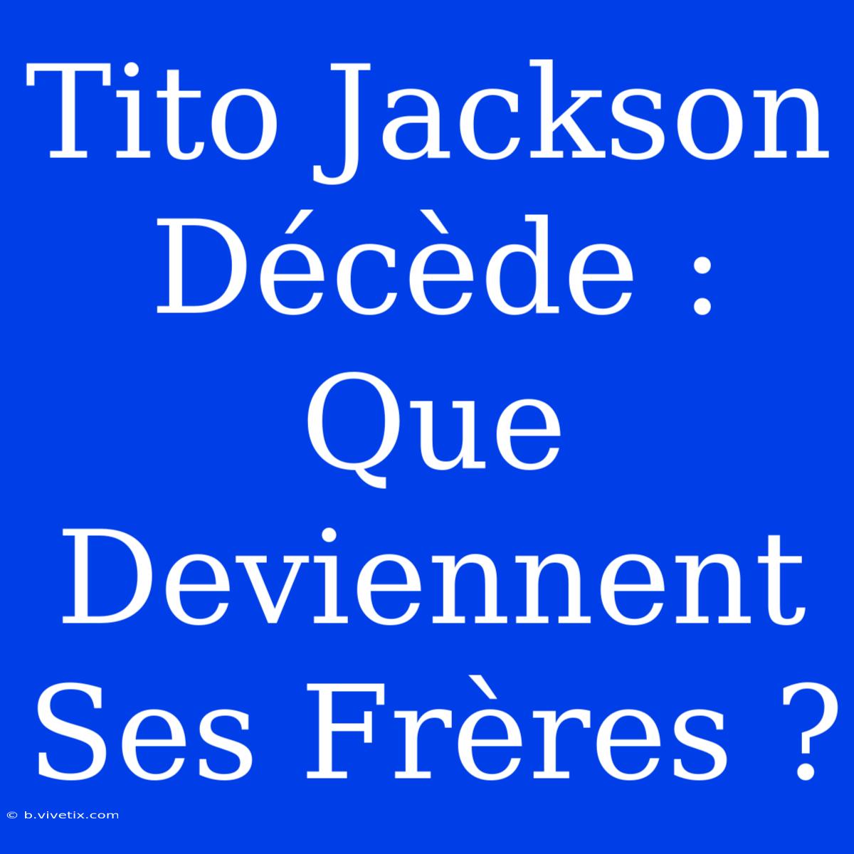 Tito Jackson Décède : Que Deviennent Ses Frères ?